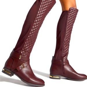 Quilted Riding Boot -Wide Calf!! Sold out Annabeth Quilted flat boot in oxblood